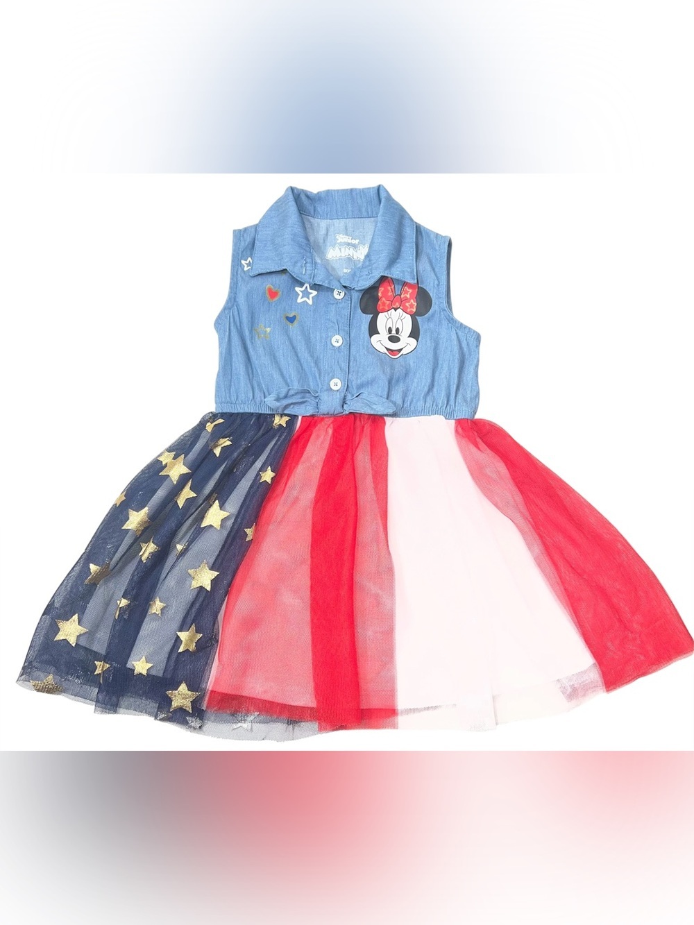 Disney Junior Minnie Mouse Girls Size 18 Months Tutu Dress Blue 4TH Of July